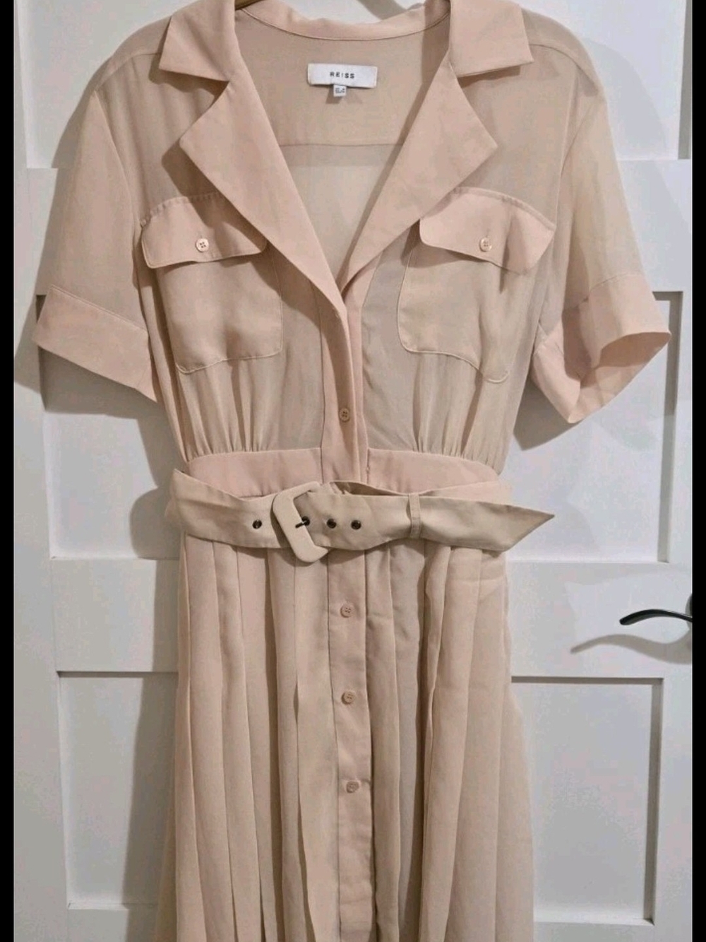 REISS Fiona Lace Trim Cream Dress Size 4